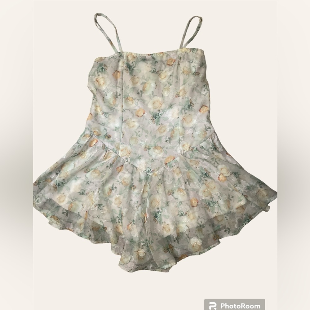 HYVE Summer green watercolor floral Dress